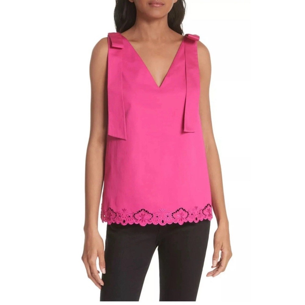 NWOT- Ted Baker Daynaa Bow‎ Shoulder Top Blouse Fuchsia Pink- Size 3=US 8 $195